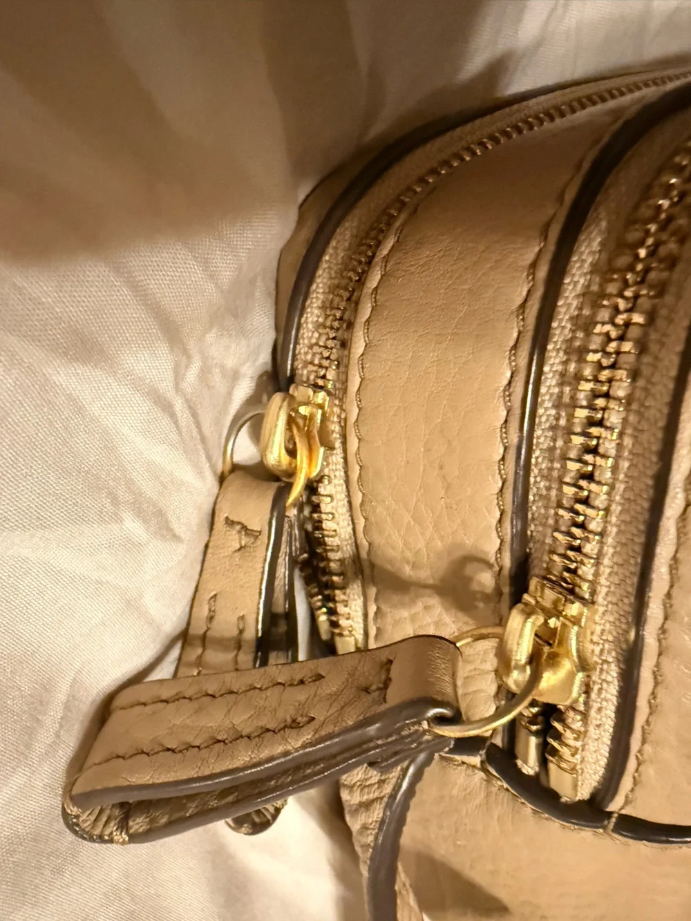 Tory Burch Taupe Leather Crossbody Bag